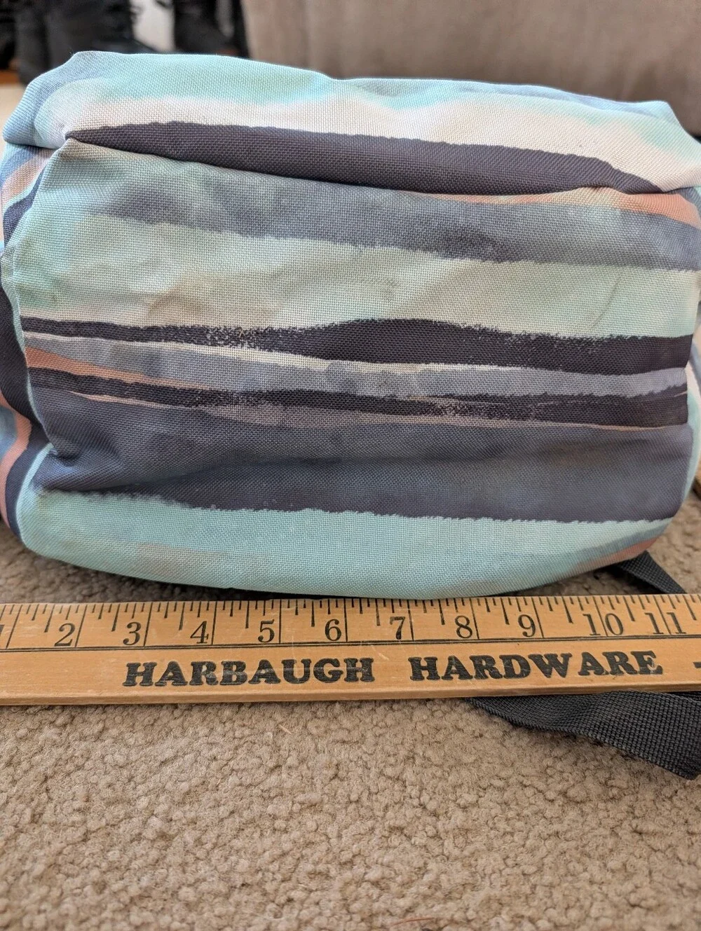 Dakine Teal Striped Backpack With Bringham Young University Kennedy Center Patch